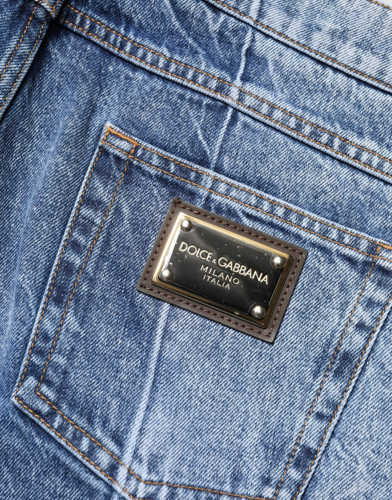 Dolce & Gabbana Tweekleurige Blauwe Katoenen Regular Heren Denim Jeans