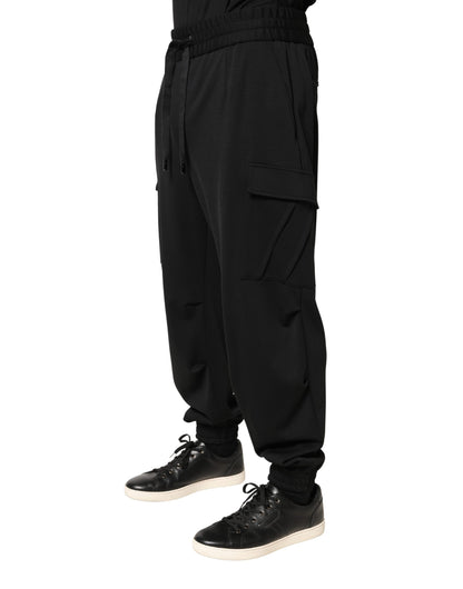 Pantalon cargo de jogging Dolce &amp; Gabbana en polyester noir pour homme
