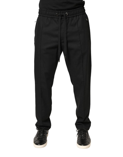 Pantalon de jogging skinny en laine noire Dolce &amp; Gabbana