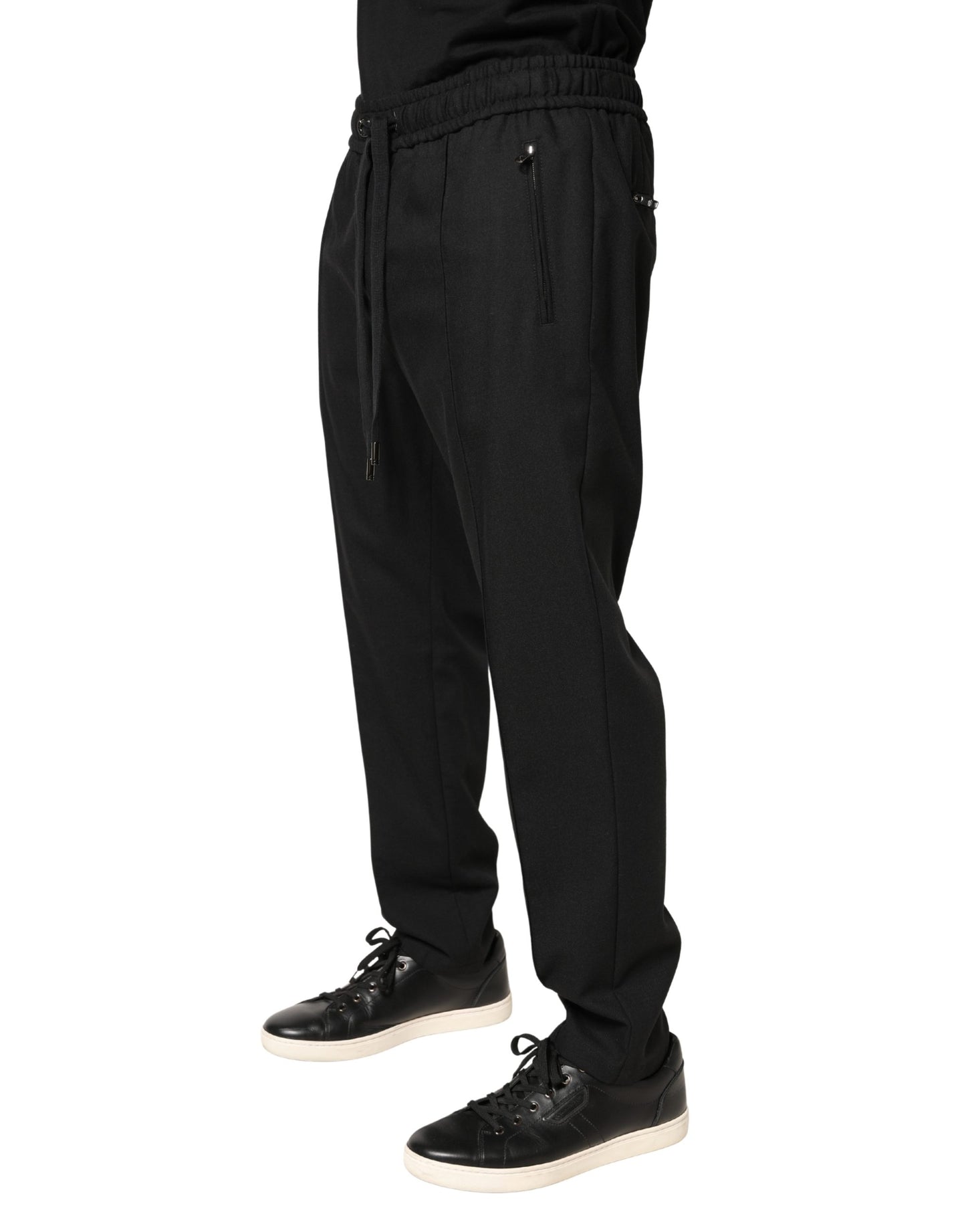 Pantalon de jogging skinny en laine noire Dolce &amp; Gabbana