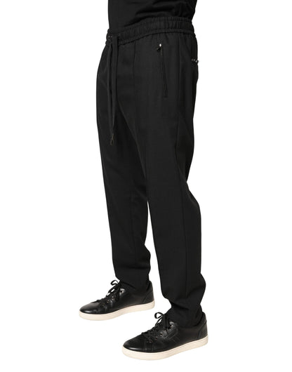Pantalon de jogging skinny en laine noire Dolce &amp; Gabbana