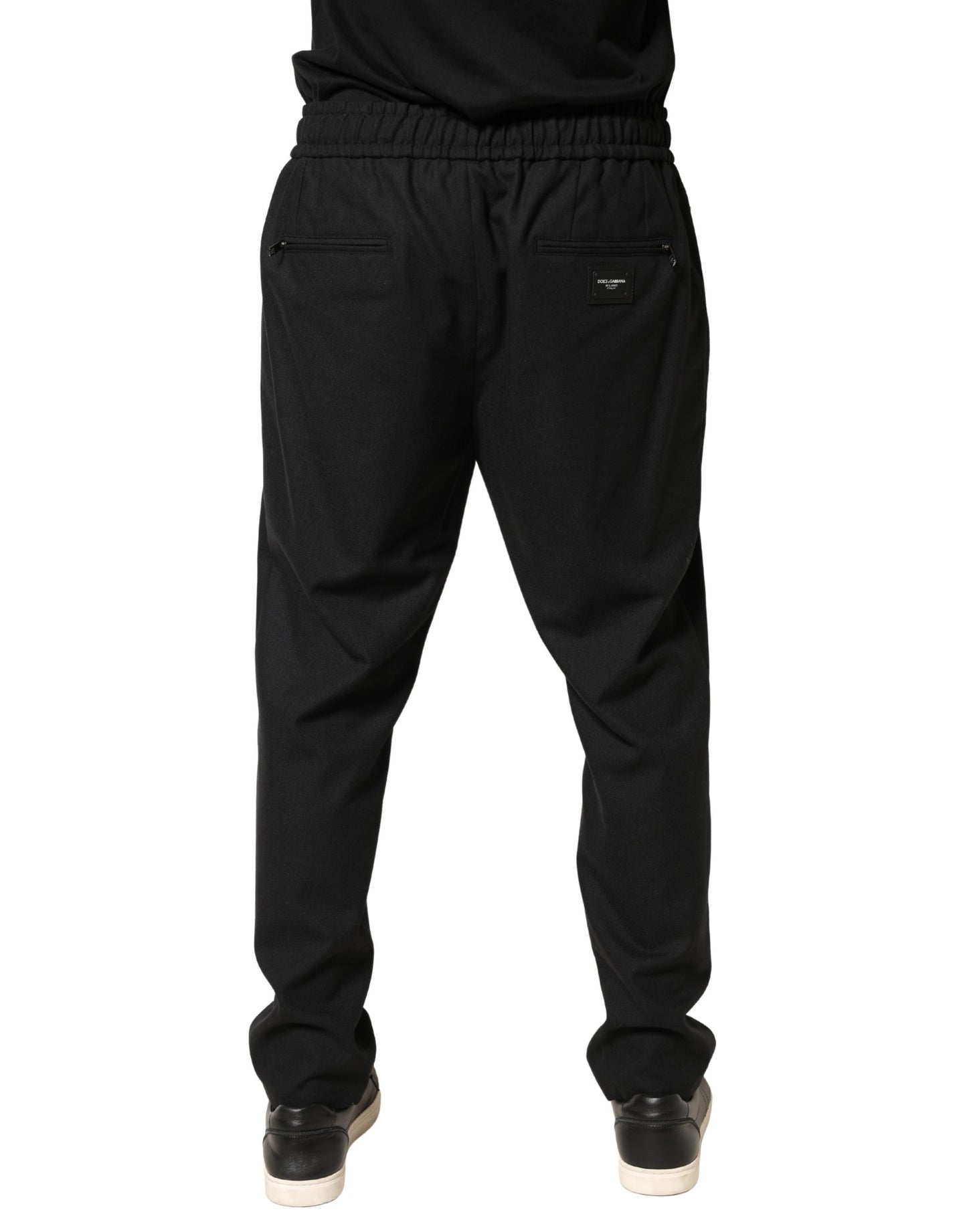Pantalon de jogging skinny en laine noire Dolce &amp; Gabbana