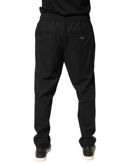 Pantalon de jogging skinny en laine noire Dolce &amp; Gabbana