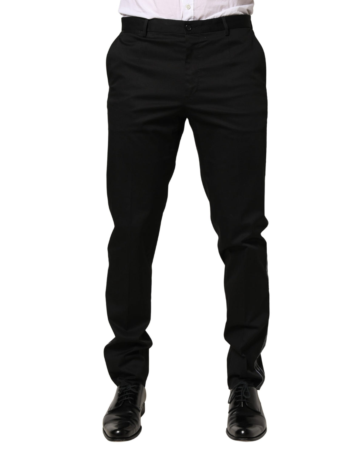 Pantalon habillé slim en coton noir Dolce &amp; Gabbana pour homme