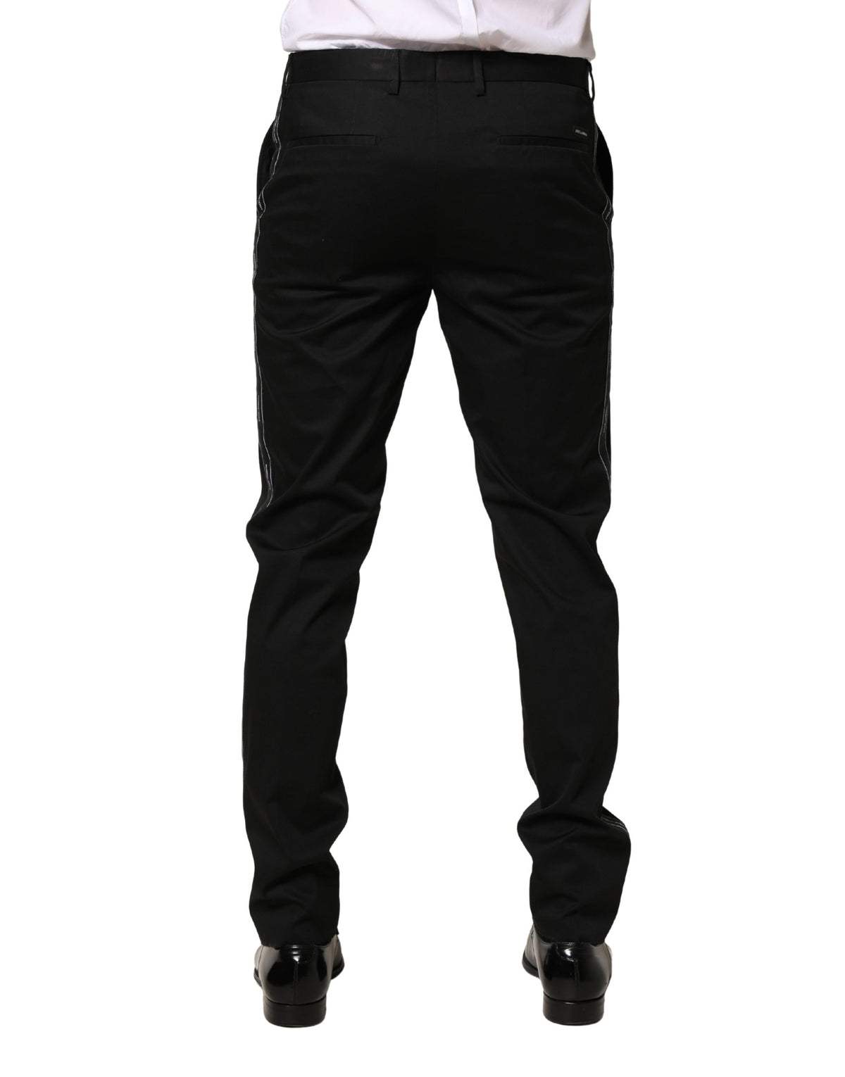 Pantalon habillé slim en coton noir Dolce &amp; Gabbana pour homme