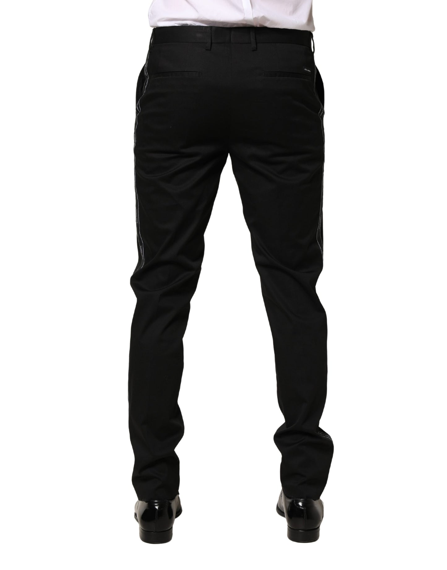Pantalon habillé slim en coton noir Dolce &amp; Gabbana pour homme