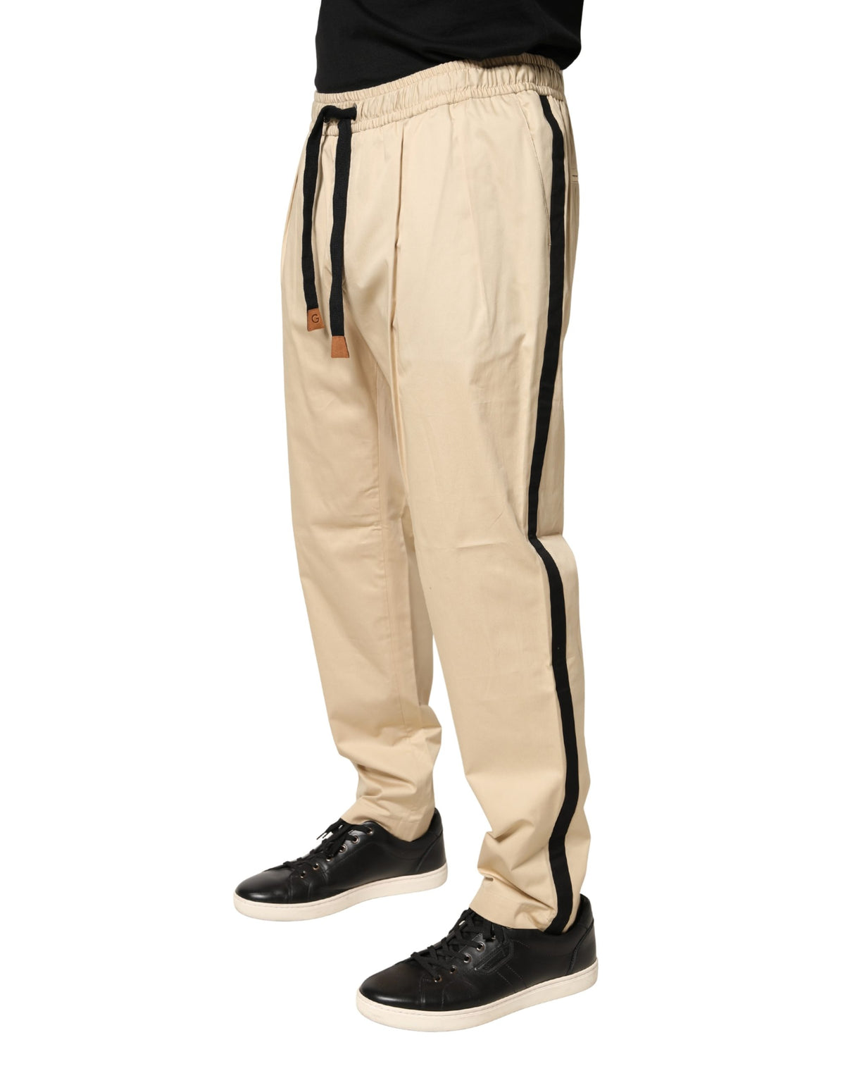 Pantalon de jogging skinny en coton beige Dolce &amp; Gabbana pour homme
