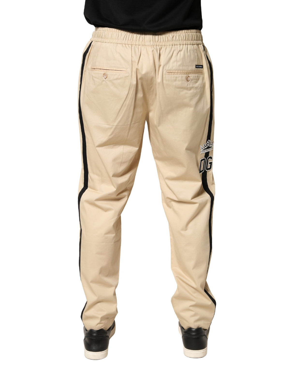 Pantalon de jogging skinny en coton beige Dolce &amp; Gabbana pour homme