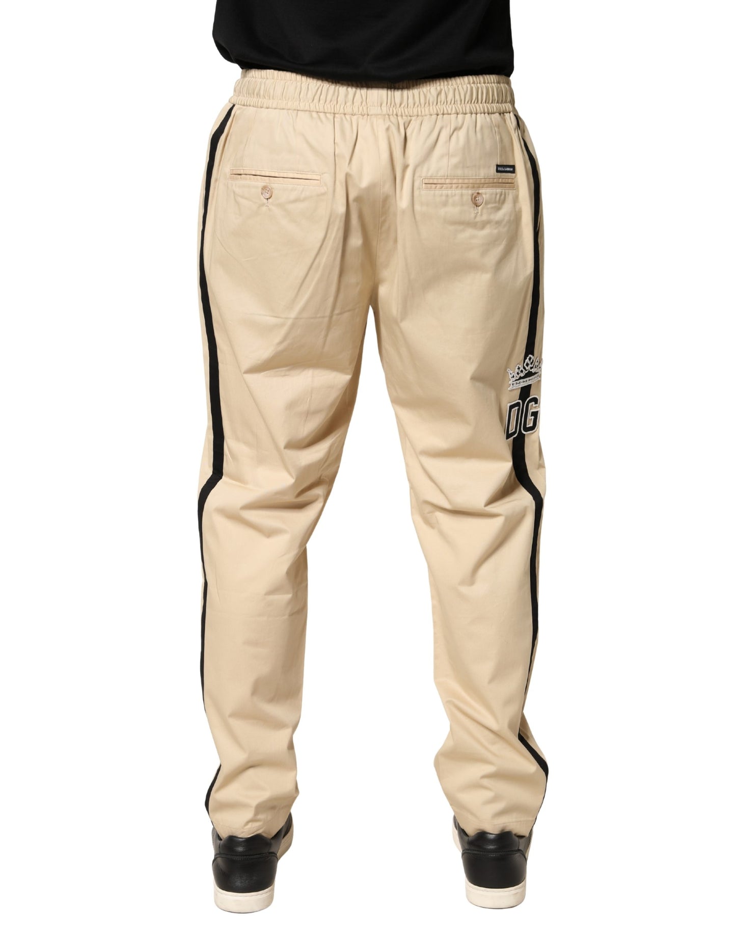 Pantalon de jogging skinny en coton beige Dolce &amp; Gabbana pour homme