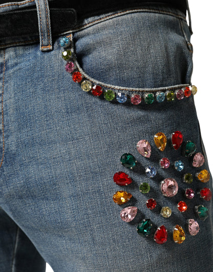 Jean en denim bleu orné Dolce &amp; Gabbana pour homme