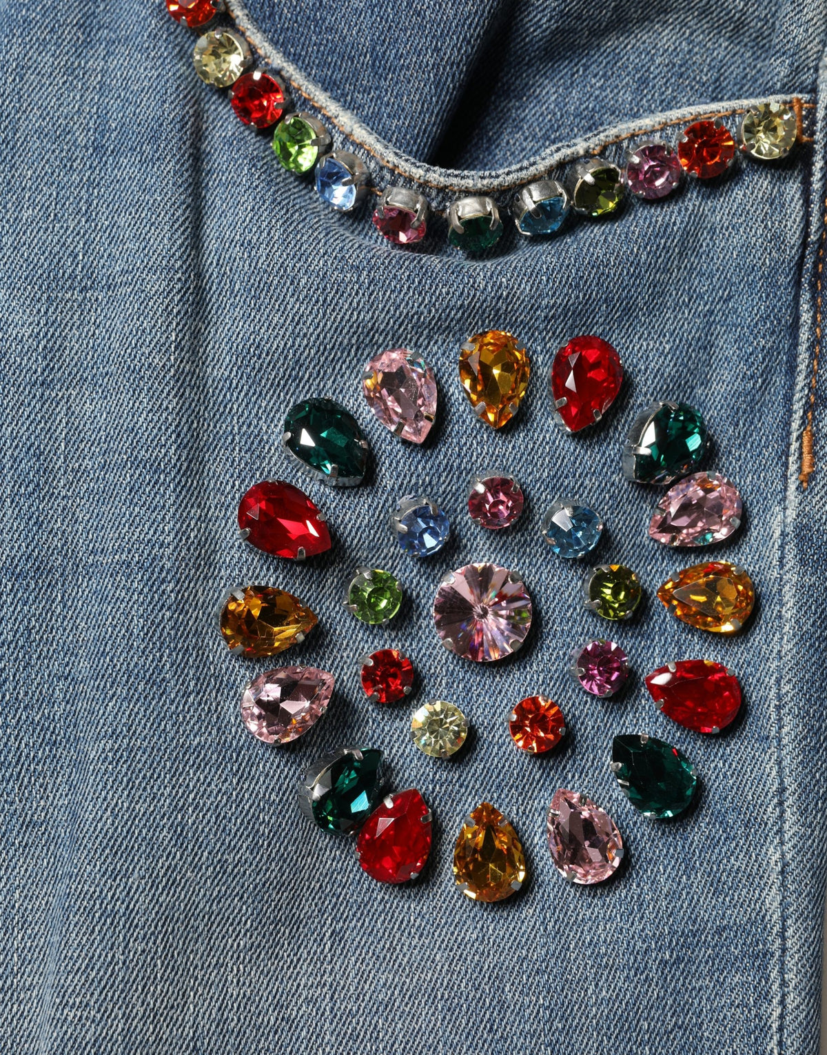 Jean en denim bleu orné Dolce &amp; Gabbana pour homme