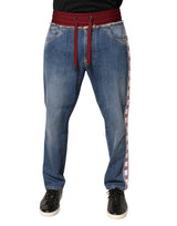 Jean droit en coton bleu Dolce &amp; Gabbana avec cordon de serrage