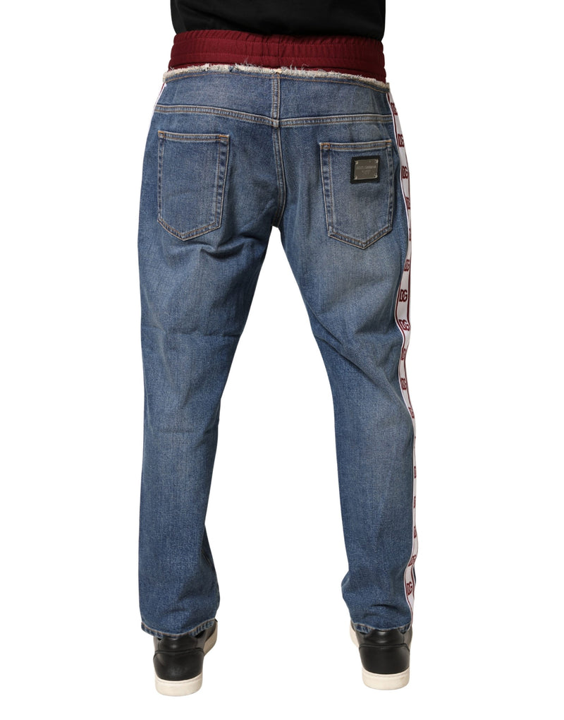 Jean droit en coton bleu Dolce &amp; Gabbana avec cordon de serrage