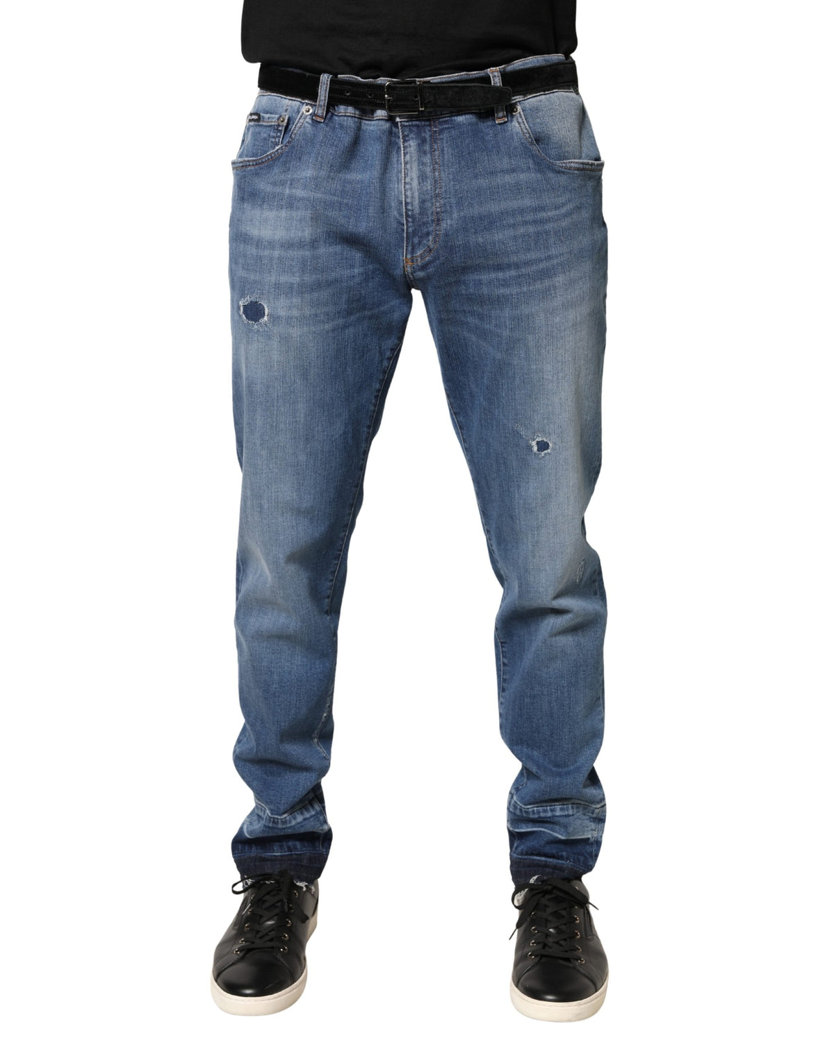 Jean skinny en coton bleu déchiré Dolce &amp; Gabbana