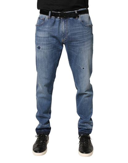Jean skinny en coton bleu déchiré Dolce &amp; Gabbana