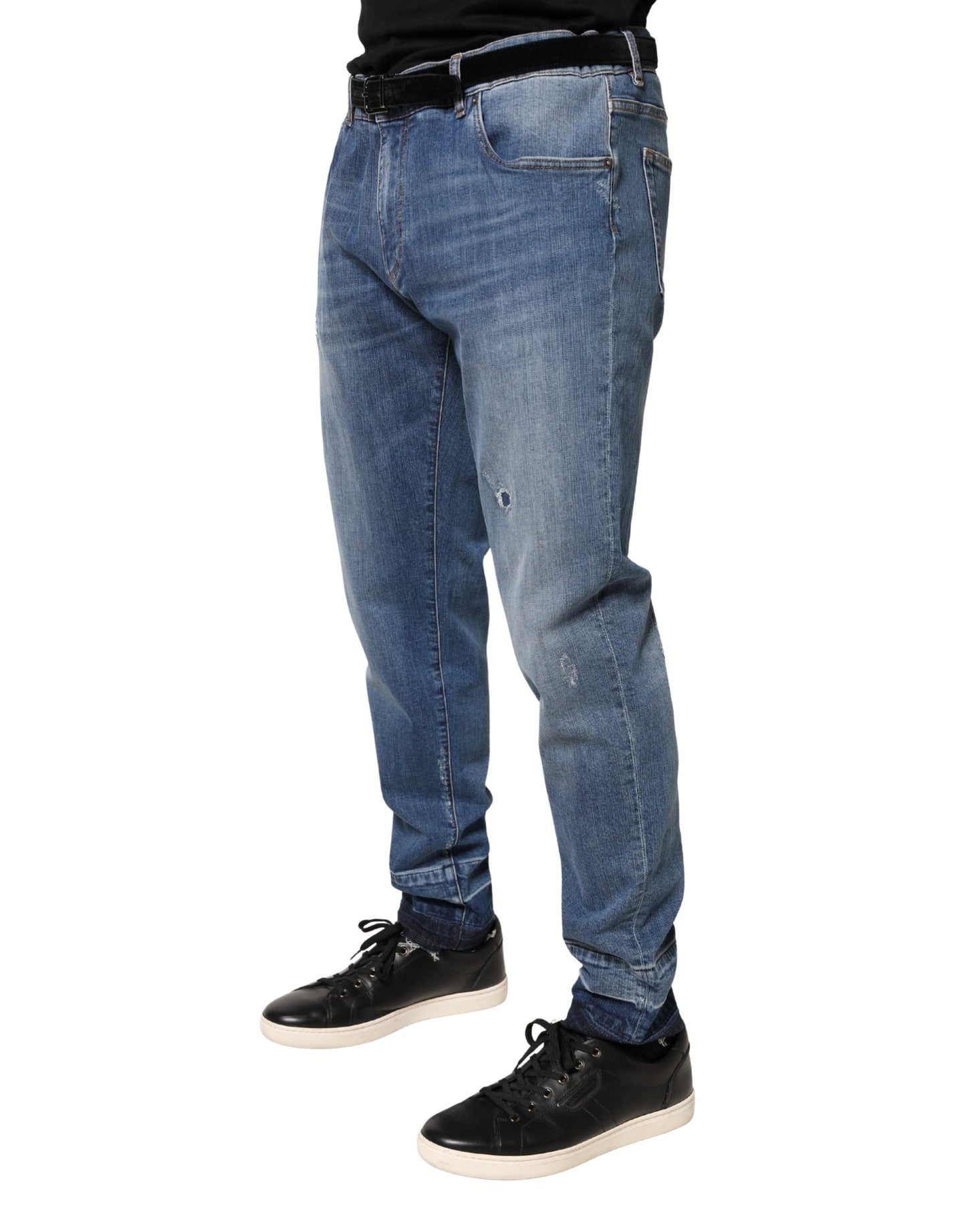 Jean skinny en coton bleu déchiré Dolce &amp; Gabbana