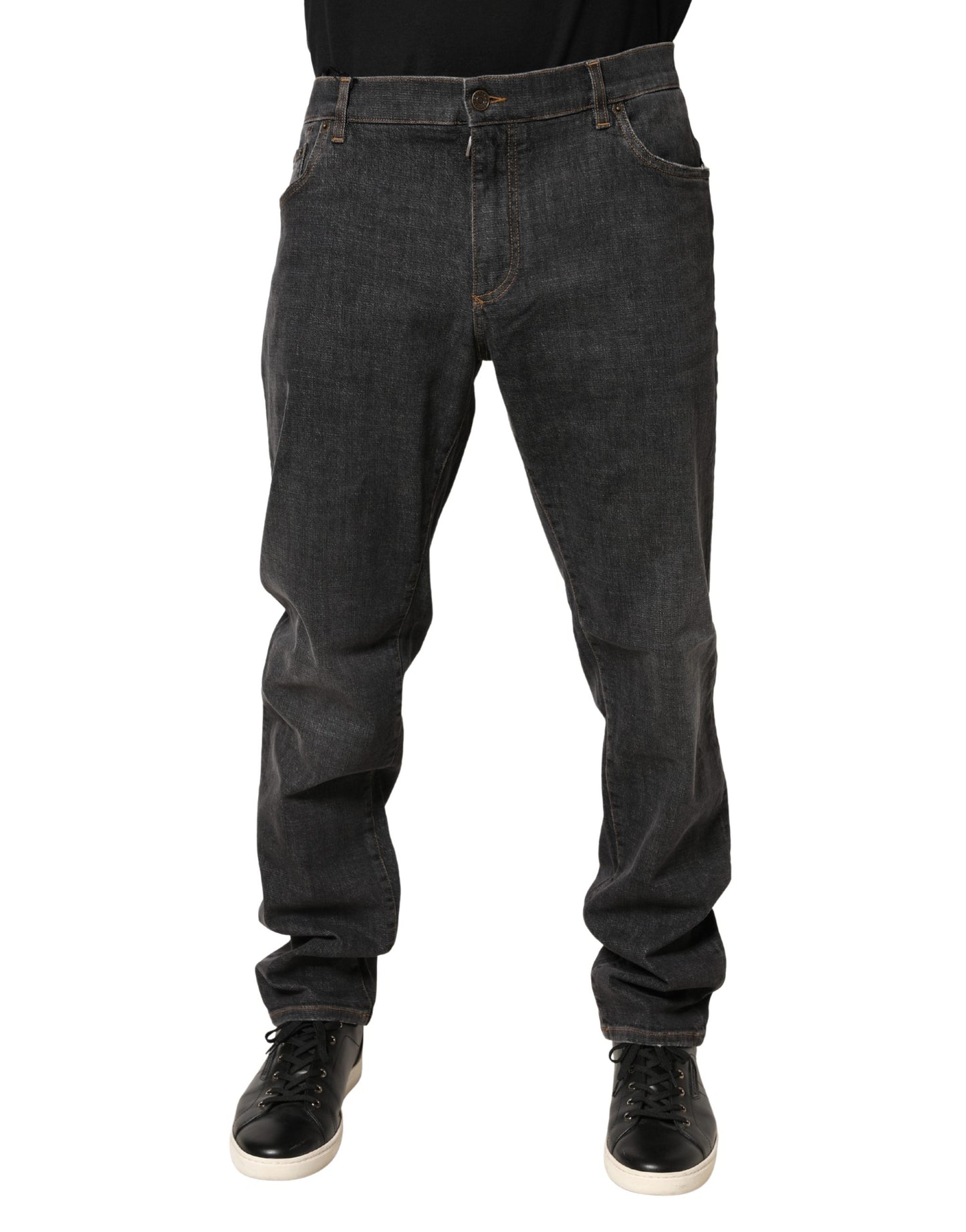 Jean en coton gris foncé coupe slim pour homme Dolce &amp; Gabbana
