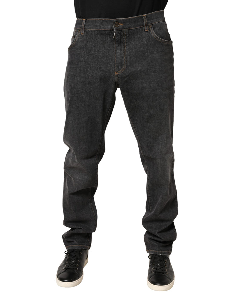 Dolce & Gabbana Donkergrijze Slim Fit Katoenen Heren Denim Jeans