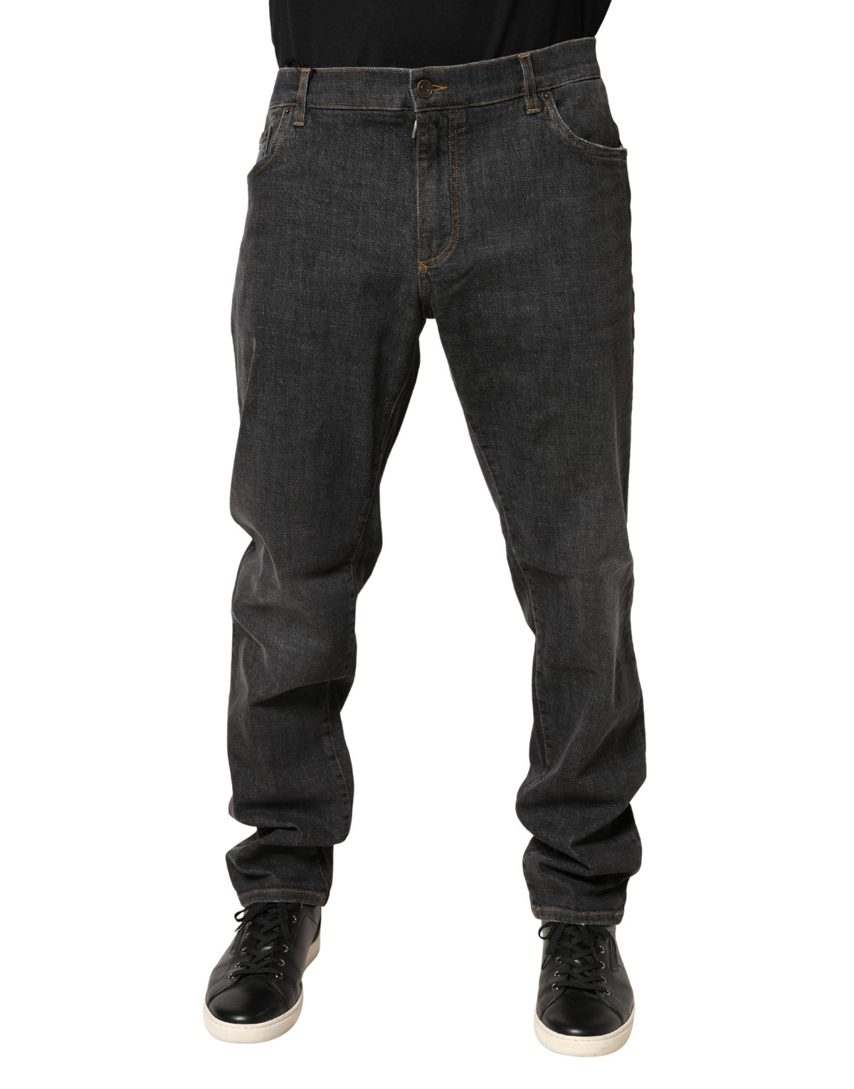 Jean en coton gris foncé coupe slim pour homme Dolce &amp; Gabbana
