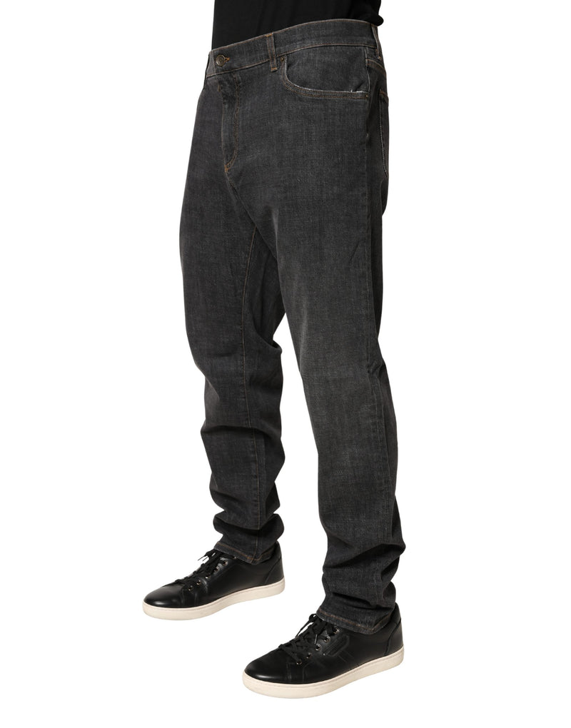 Dolce & Gabbana Donkergrijze Slim Fit Katoenen Heren Denim Jeans
