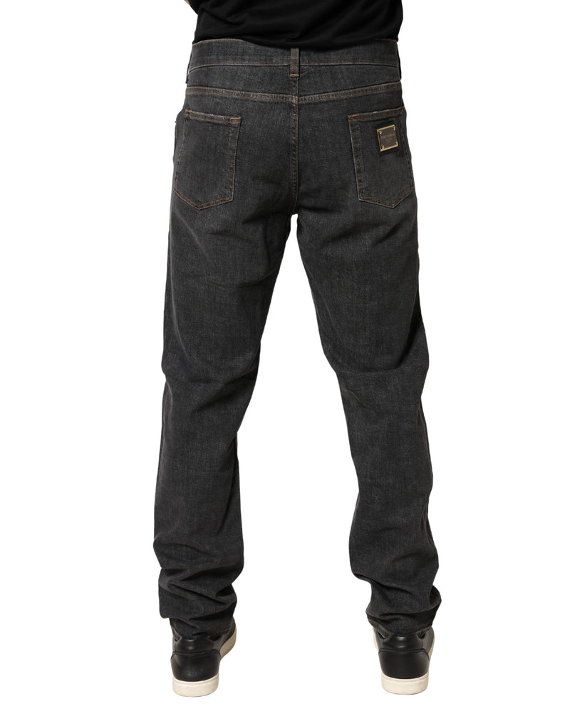 Dolce & Gabbana Donkergrijze Slim Fit Katoenen Heren Denim Jeans