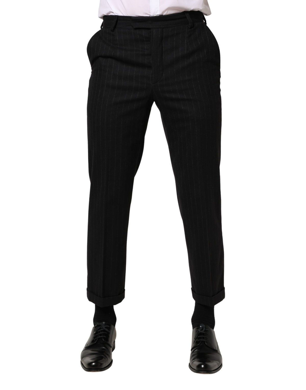 Robe en laine à rayures noires Dolce &amp; Gabbana, pantalon habillé