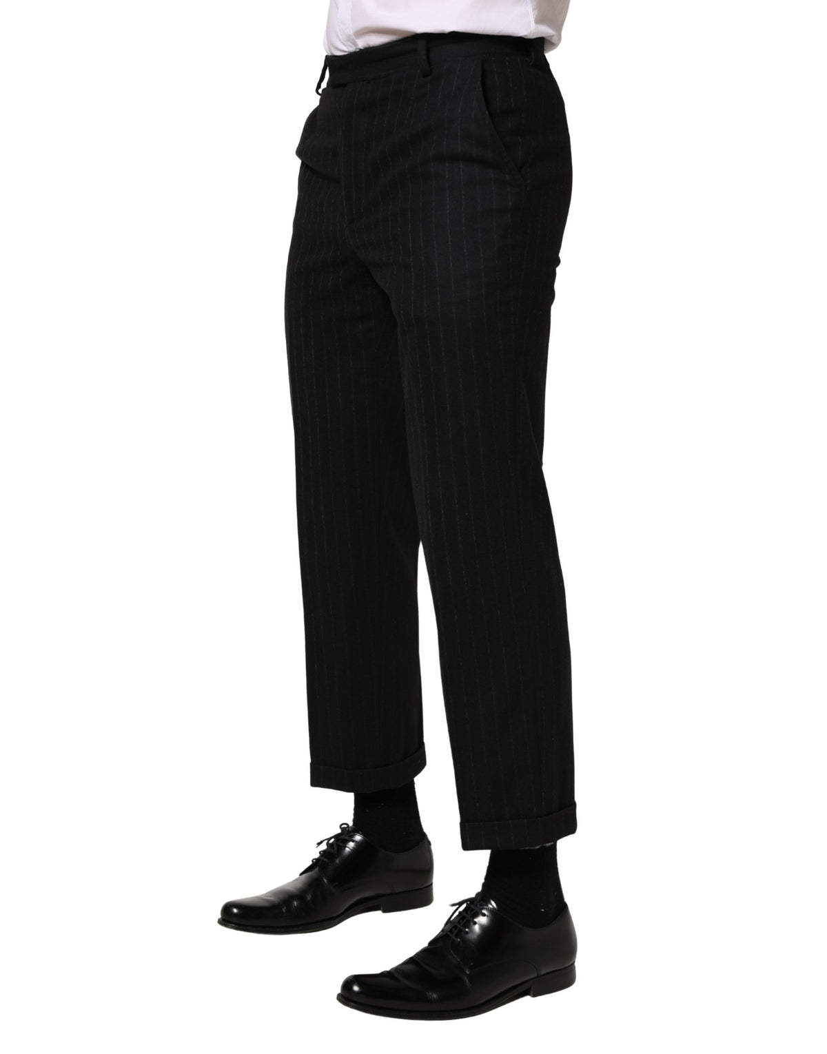 Robe en laine à rayures noires Dolce &amp; Gabbana, pantalon habillé