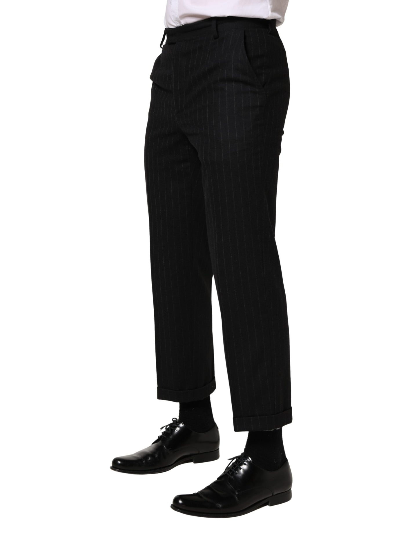 Robe en laine à rayures noires Dolce &amp; Gabbana, pantalon habillé