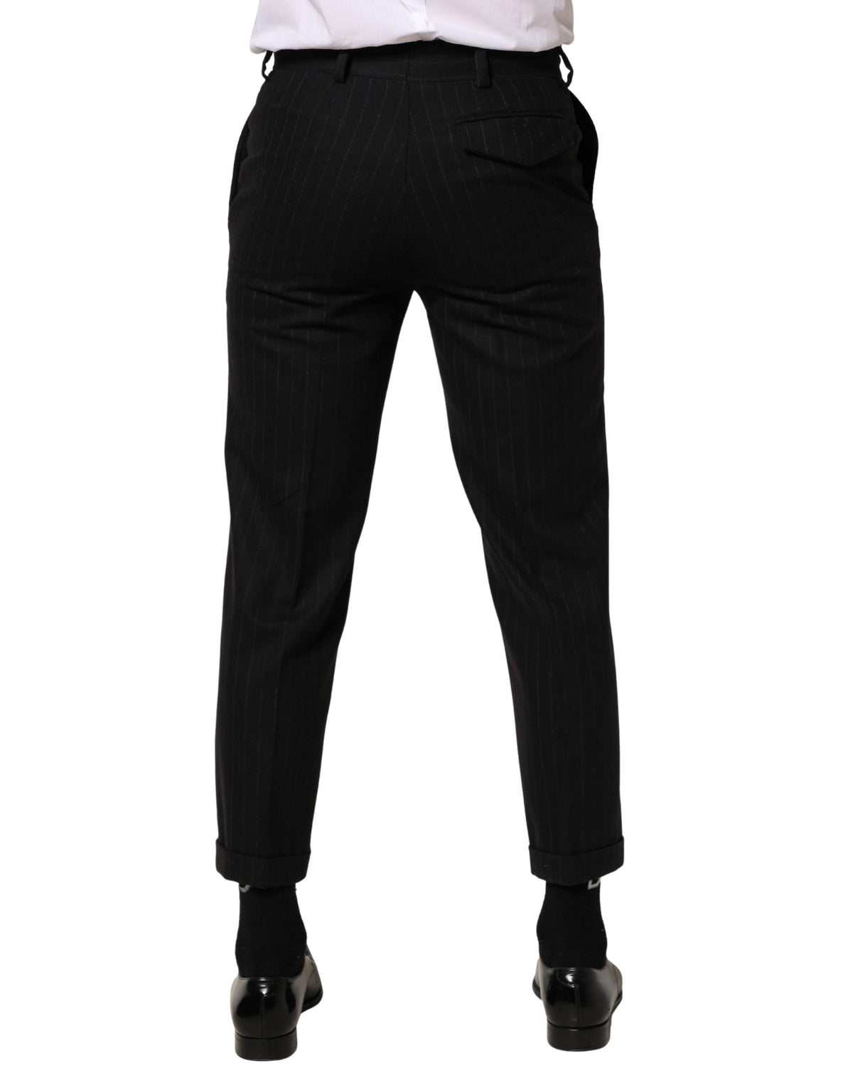 Robe en laine à rayures noires Dolce &amp; Gabbana, pantalon habillé