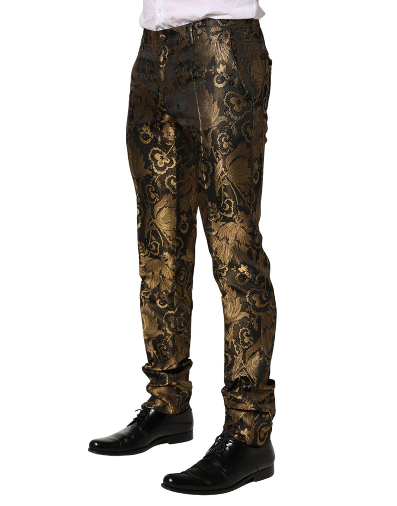 Dolce & Gabbana Gouden Jacquard Jurk Formele Heren Broek