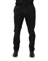 Jean skinny en coton noir déchiré Dolce &amp; Gabbana