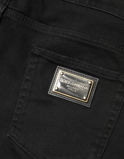 Jean skinny en coton noir déchiré Dolce &amp; Gabbana