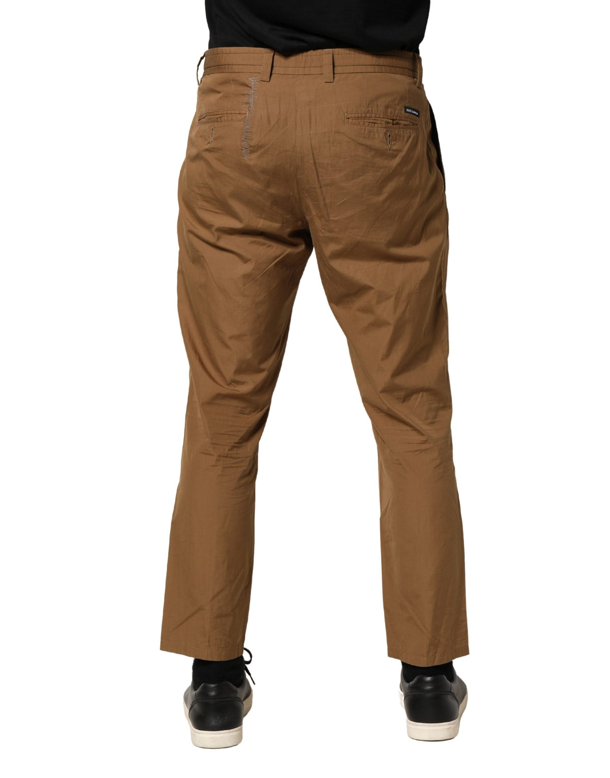 Pantalon chino droit en coton marron Dolce &amp; Gabbana pour homme