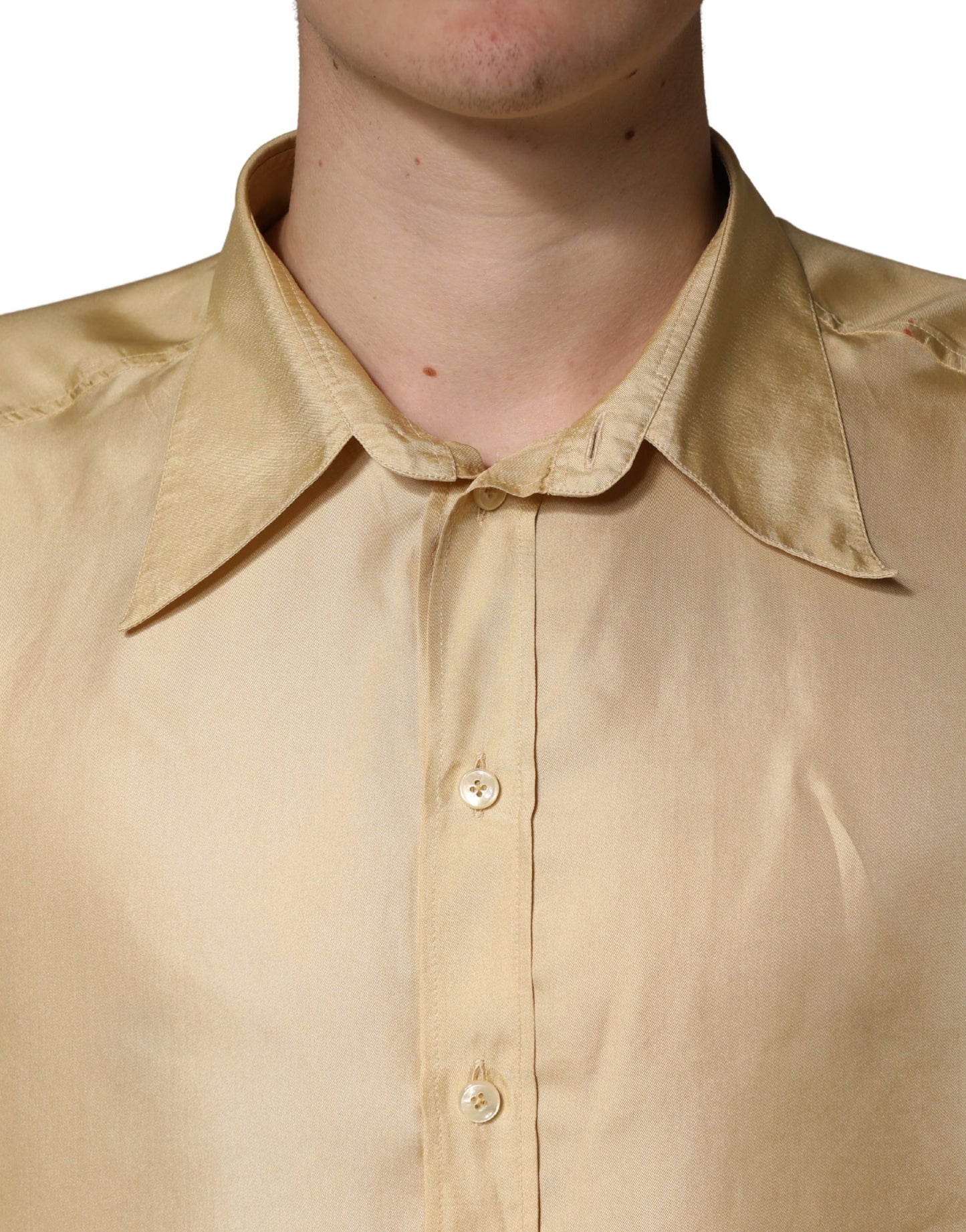 Chemise oversize Dolce &amp; Gabbana jaune en soie à boutons pour homme