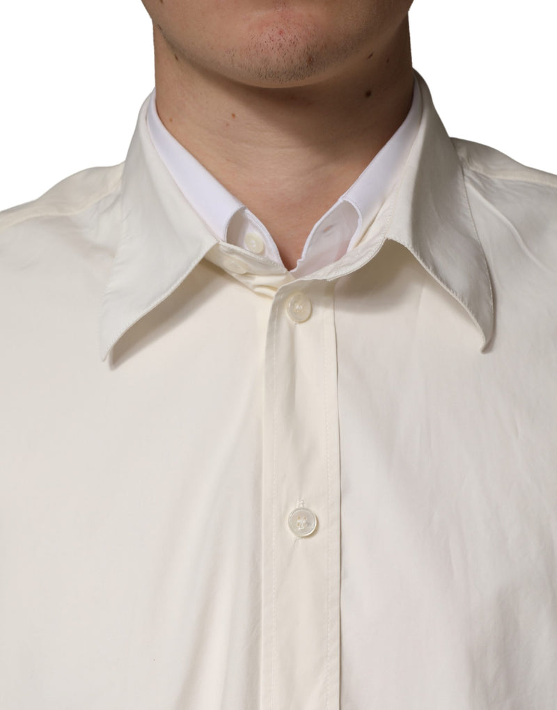 Dolce & Gabbana White MARTINI Cotton Men Dress Formal Shirt