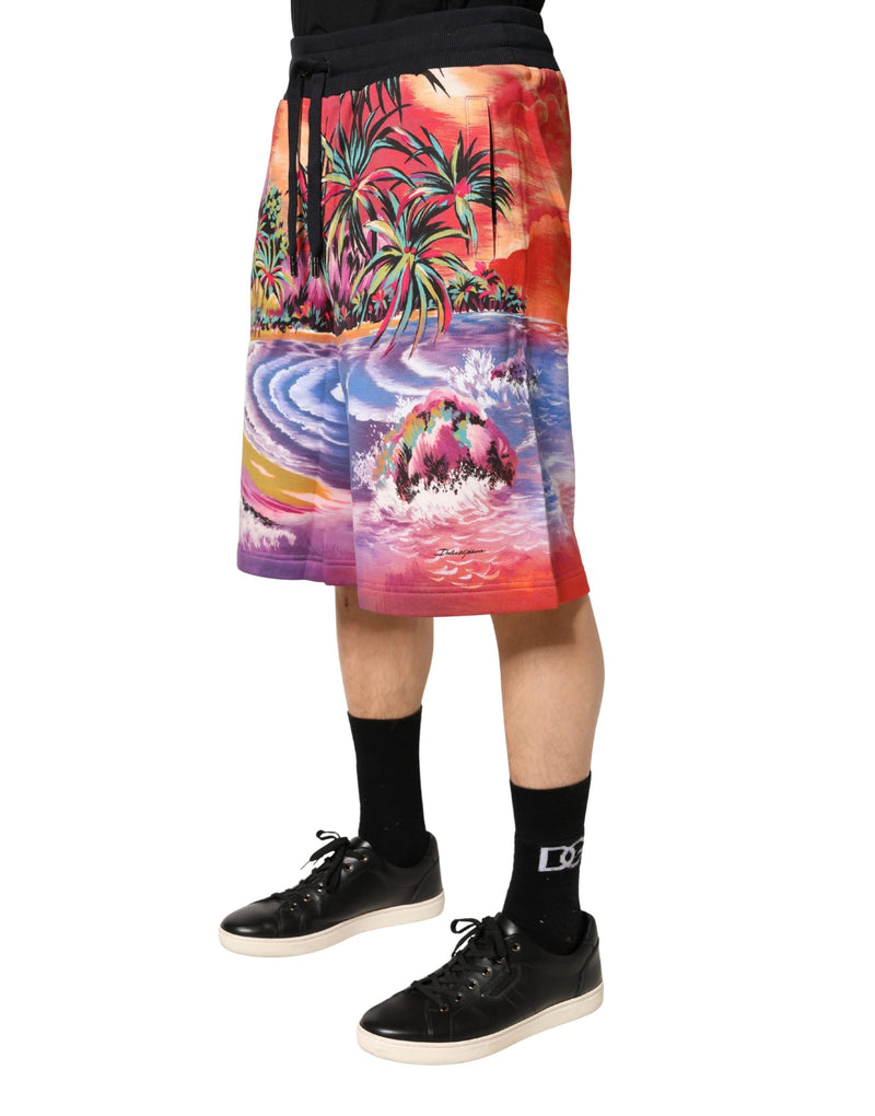 Bermuda en coton à imprimé graphique multicolore Dolce &amp; Gabbana