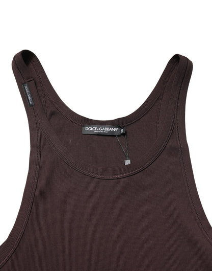 Débardeur marron sans manches à col rond Dolce &amp; Gabbana