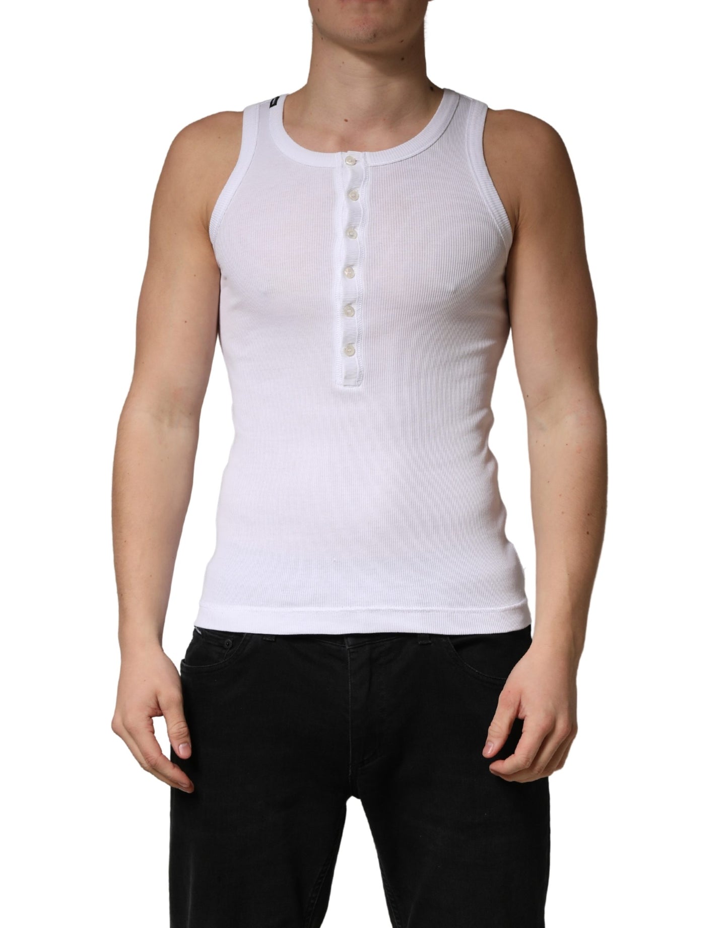 Débardeur blanc sans manches à col rond Dolce &amp; Gabbana