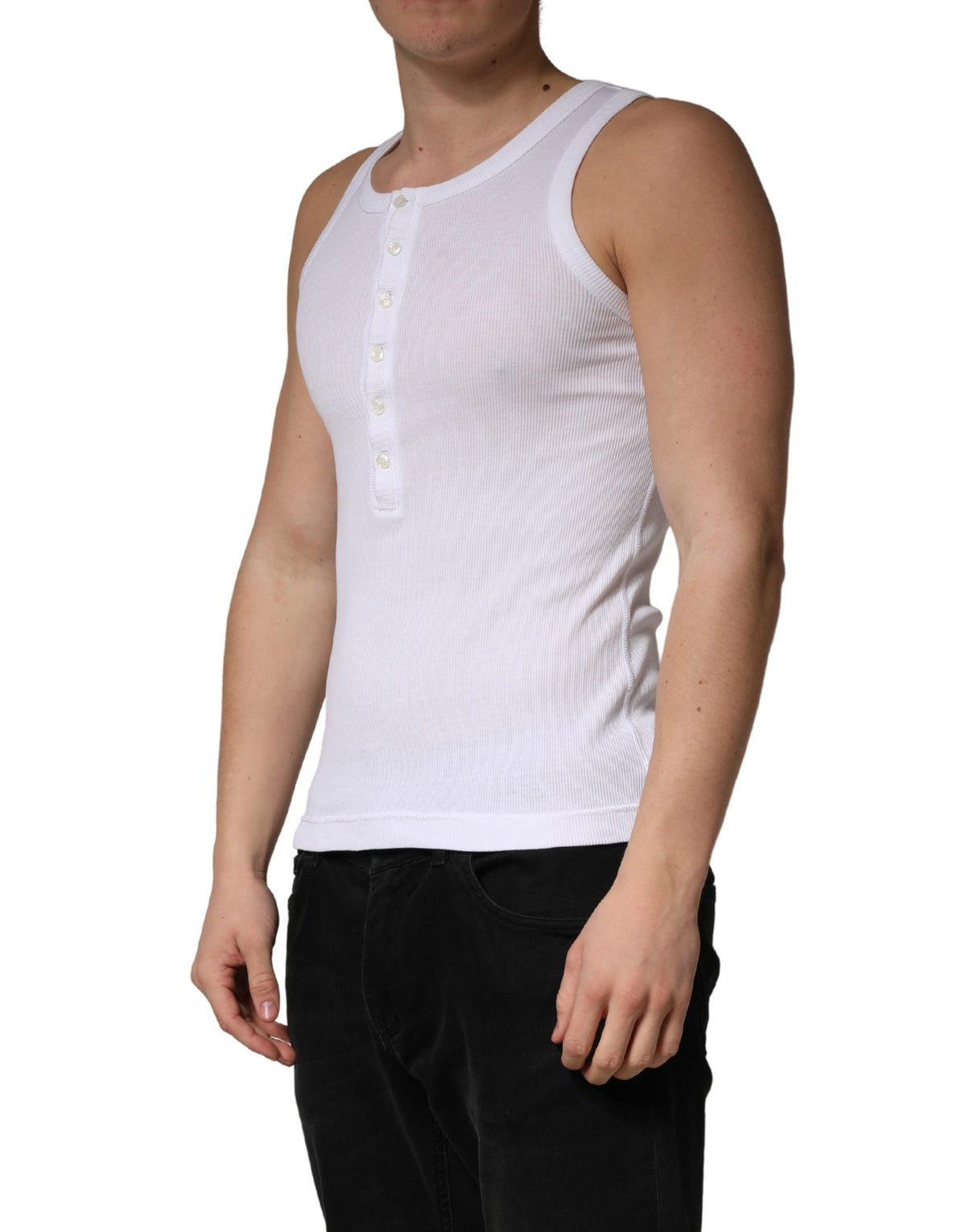 Débardeur blanc sans manches à col rond Dolce &amp; Gabbana