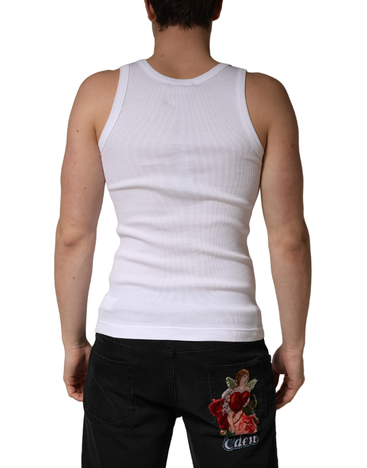 Débardeur blanc sans manches à col rond Dolce &amp; Gabbana