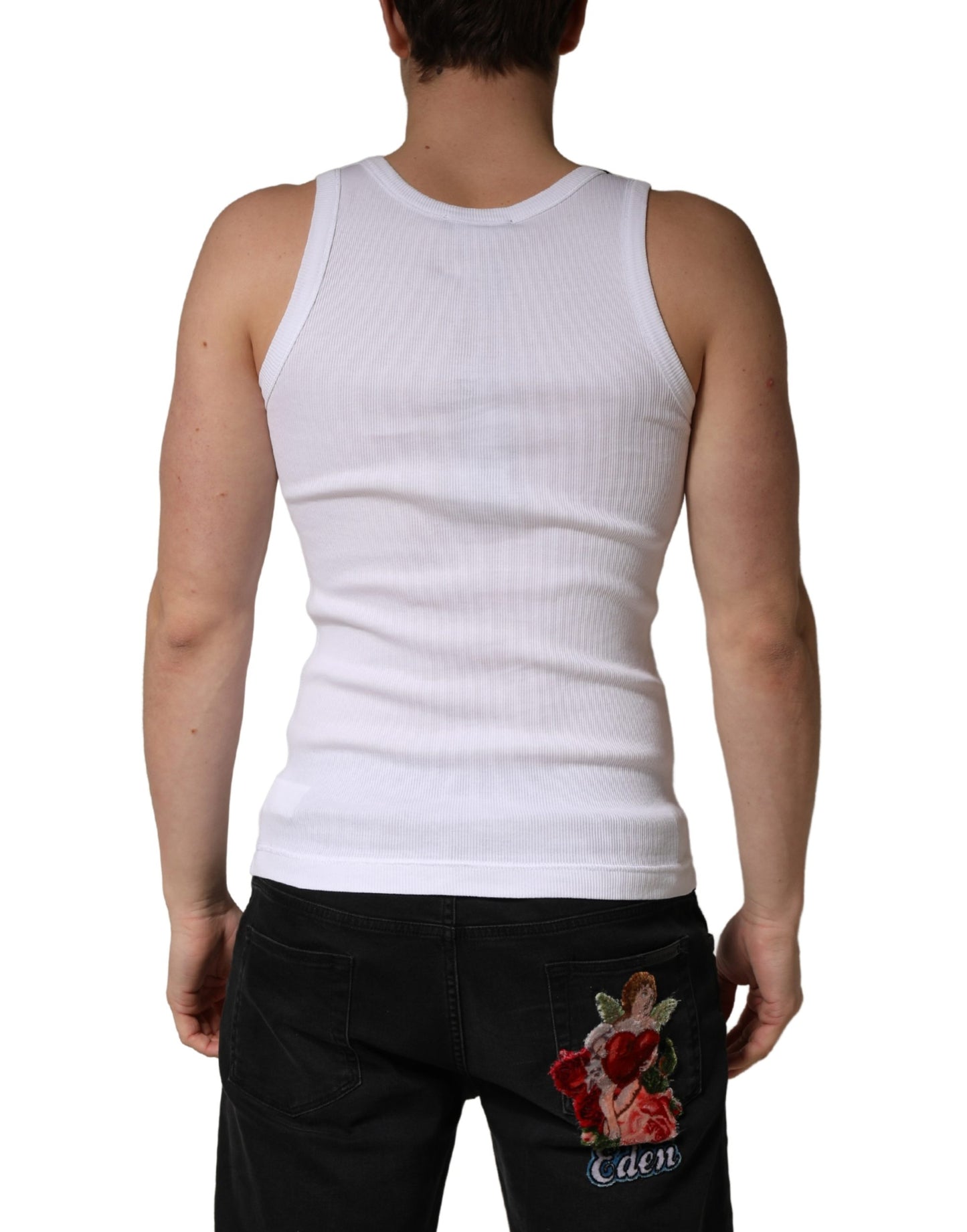 Débardeur blanc sans manches à col rond Dolce &amp; Gabbana