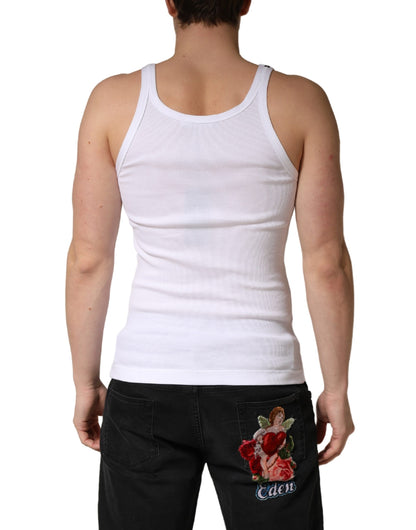 Débardeur blanc sans manches à col rond Dolce &amp; Gabbana