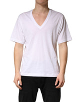 T-shirt Dolce &amp; Gabbana blanc en coton uni à col en V pour homme
