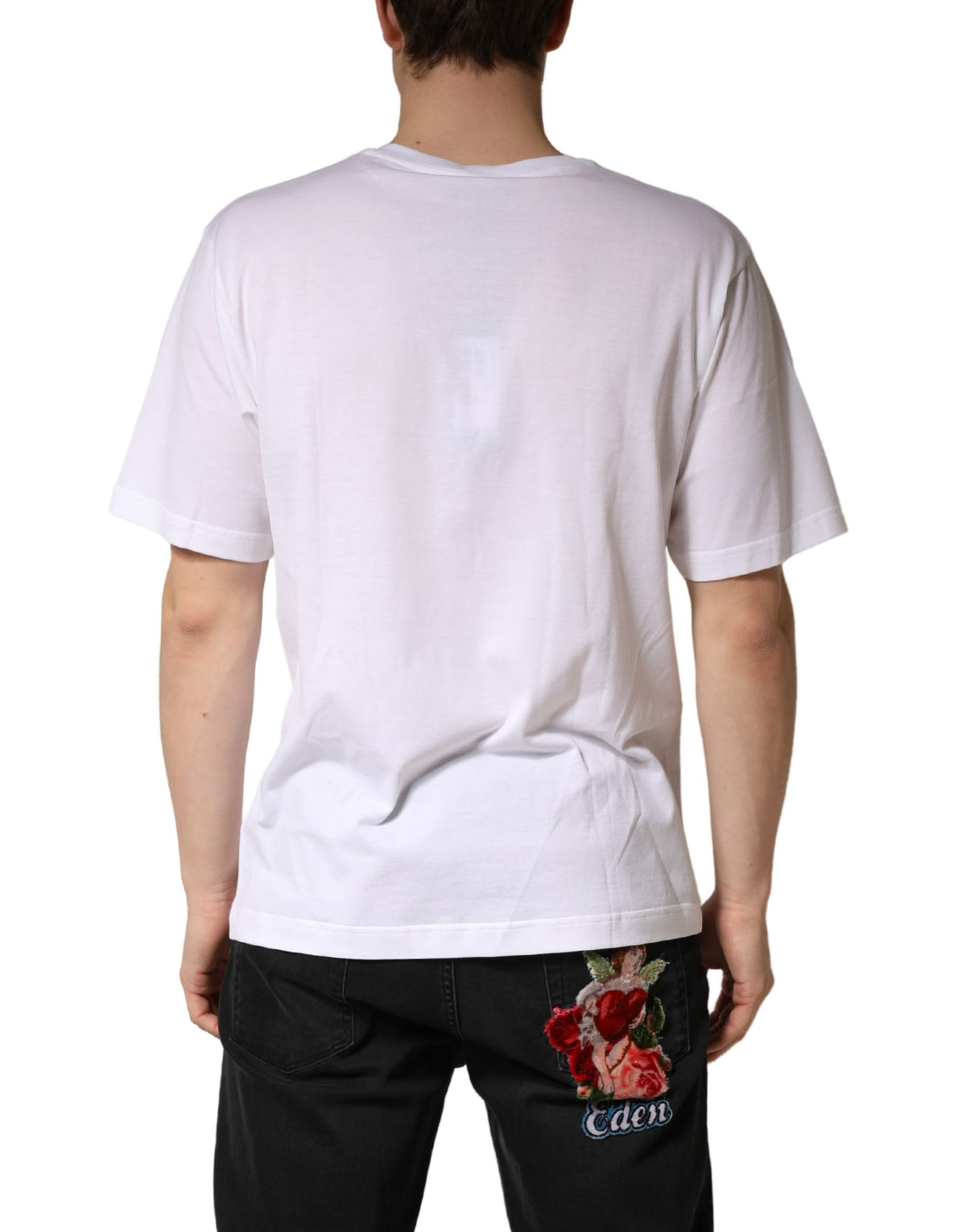 T-shirt Dolce &amp; Gabbana blanc en coton uni à col en V pour homme