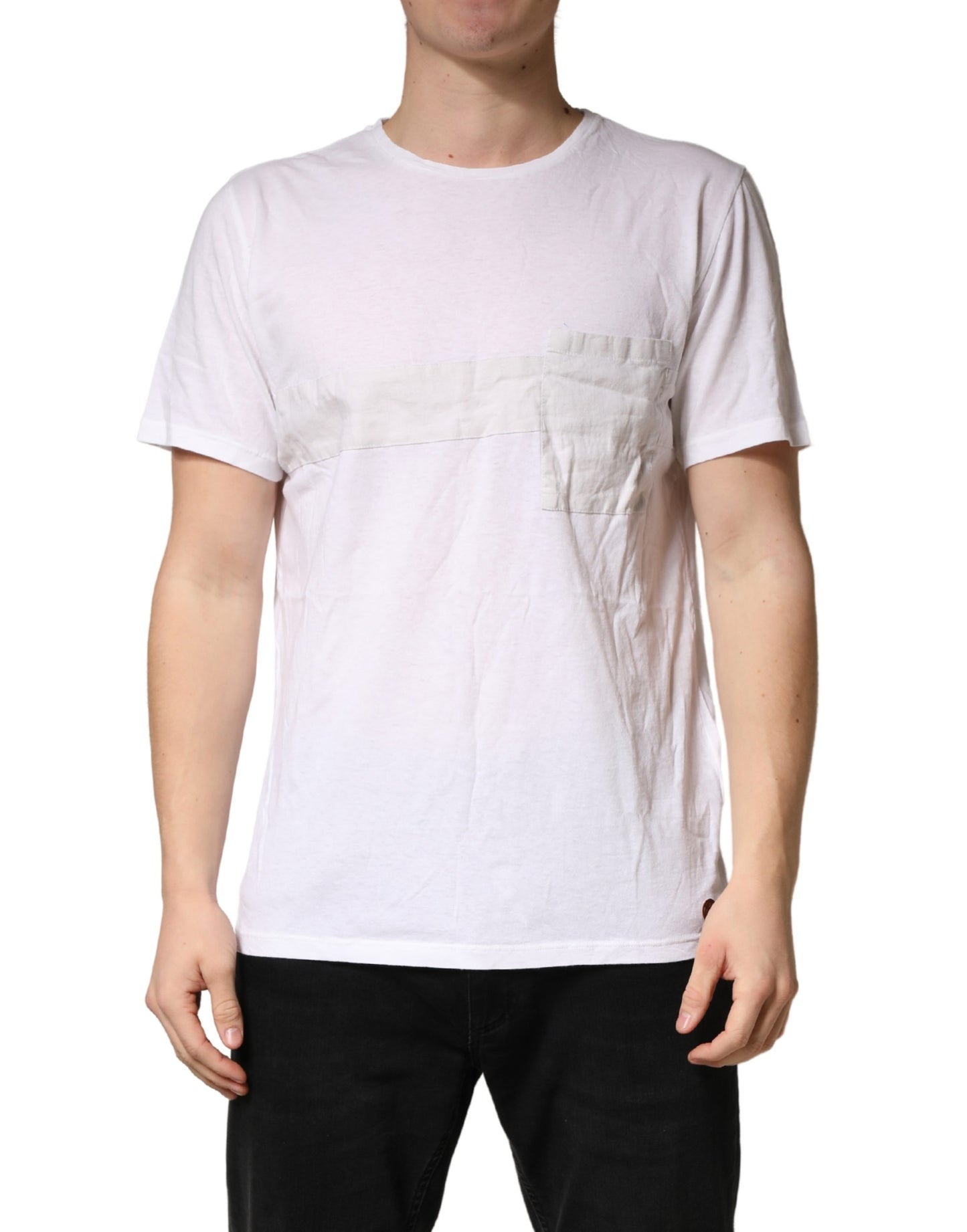 T-shirt homme Bottega Veneta blanc uni 100 % coton à col rond