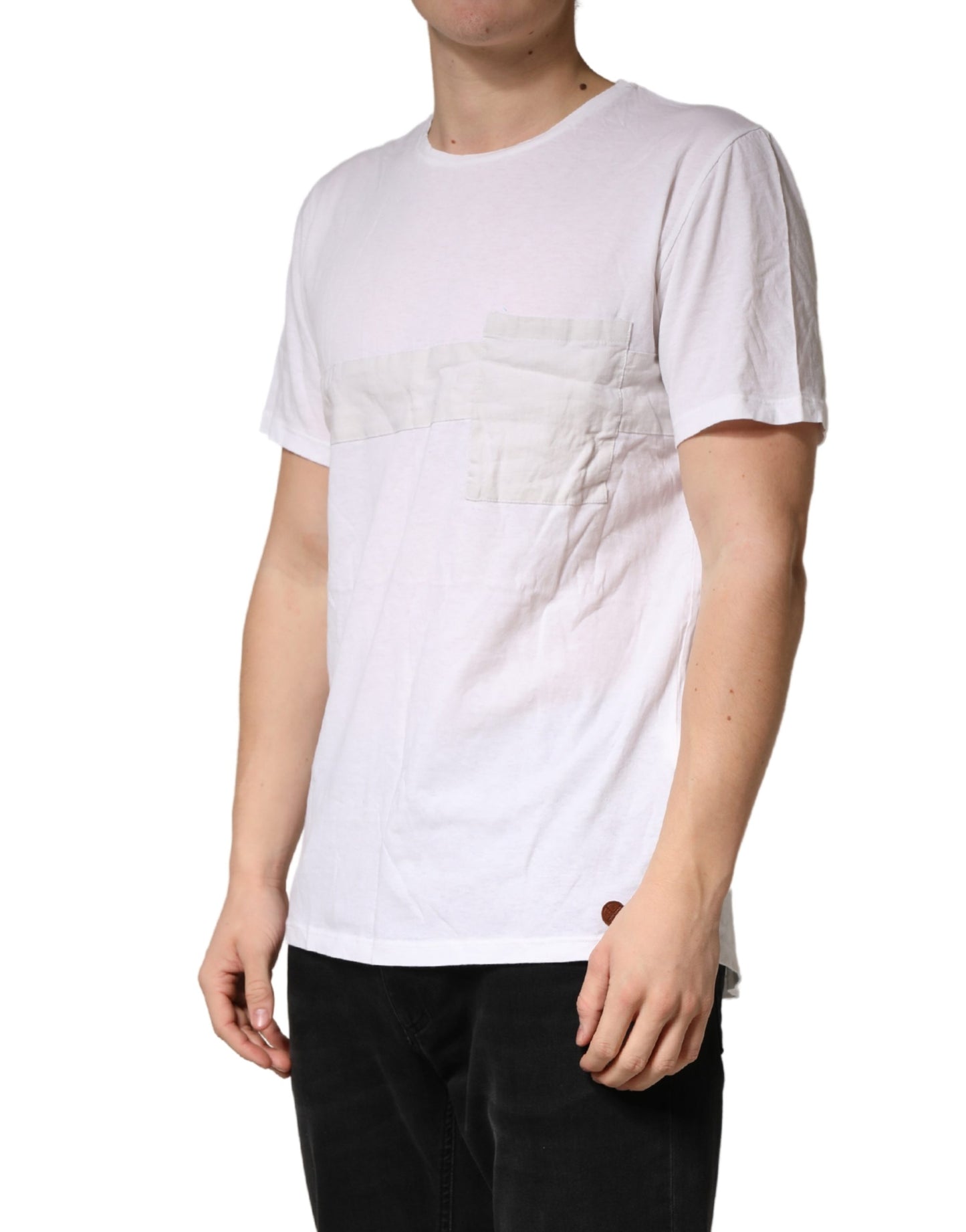 T-shirt homme Bottega Veneta blanc uni 100 % coton à col rond