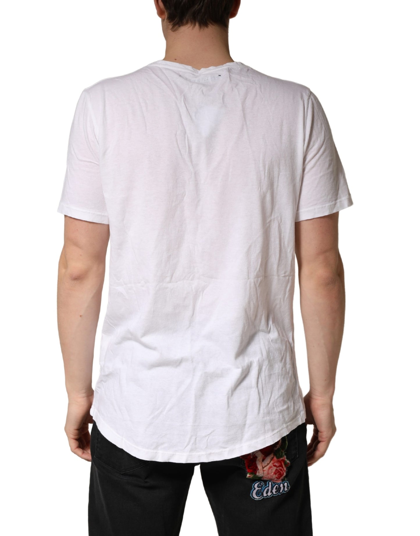 T-shirt homme Bottega Veneta blanc uni 100 % coton à col rond