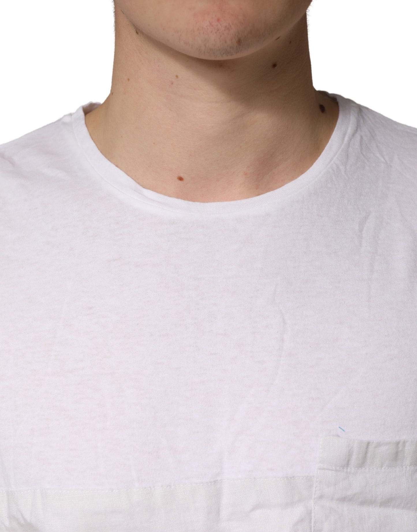 T-shirt homme Bottega Veneta blanc uni 100 % coton à col rond