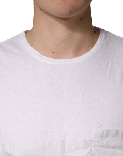 T-shirt homme Bottega Veneta blanc uni 100 % coton à col rond