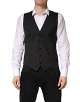 Dolce & Gabbana Black Wool Dress Waistcoat for Men